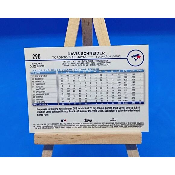 2024 Topps Chrome - Davis Schneider #290 RayWave Refractor (RC) - Picture 5 of 5